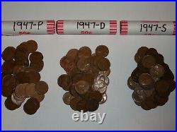 Complete 1940's Roll Set P D & S Wheat Lincoln Pennies Vintage Antique Cents