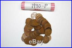 Complete 1940's Roll Set Wheat Lincoln Pennies Vintage Old Antique Cent Coins