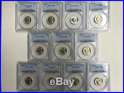 Complete 1942-1945 Pcgs Ms66 Jefferson Silver War Nickel Set (11 Coins)