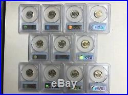 Complete 1942-1945 Pcgs Ms66 Jefferson Silver War Nickel Set (11 Coins)