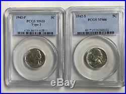 Complete 1942-1945 Pcgs Ms66 Jefferson Silver War Nickel Set (11 Coins)