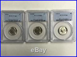 Complete 1942-1945 Pcgs Ms66 Jefferson Silver War Nickel Set (11 Coins)