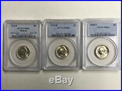 Complete 1942-1945 Pcgs Ms66 Jefferson Silver War Nickel Set (11 Coins)