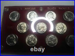Complete 1942-1945 Silver War Nickel Set 11 Coins Choice Bu In Capital Holder