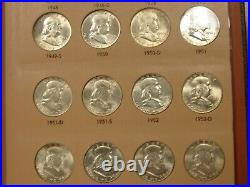 Complete 1948-1963 Franklin Silver Half Dollar Set 35 Coins Dansco Nice AU & BU