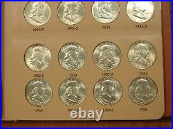 Complete 1948-1963 Franklin Silver Half Dollar Set 35 Coins Dansco Nice AU & BU