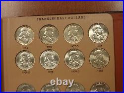 Complete 1948-1963 Franklin Silver Half Dollar Set 35 Coins Dansco Nice AU & BU