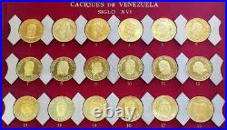 Complete 1959 Gold Venezuela 18 Coin 7.81 Oz Caciques Set Indian Chiefs In Case