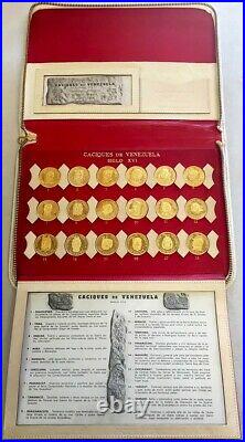 Complete 1959 Gold Venezuela 18 Coin 7.81 Oz Caciques Set Indian Chiefs In Case