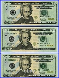 Complete 2004 BEP FRB $20 LOW NUMBER SET (Fr. 2089 2090) withPackaging