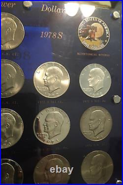 Complete 34 Coin 1971-1978 PDS Eisenhower Dollar Set In Rare Blue Capital Holder