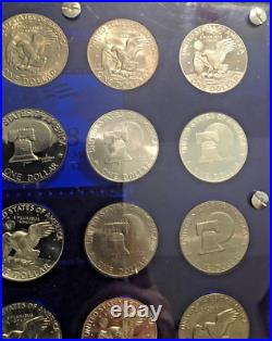 Complete 34 Coin 1971-1978 PDS Eisenhower Dollar Set In Rare Blue Capital Holder