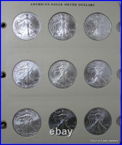 Complete 36 Coin American Silver Eagle Uncirculated Set in Littleton Album