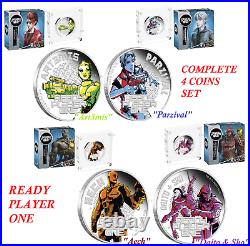Complete 4-Coin Set 2018 Ready Player One 4x1oz SIlver Proof $1