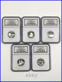 Complete 5 Pc 2005 S Silver Proof State Quarter Set NGC PF70 Ultra Cameo