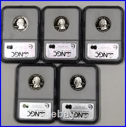 Complete 5 Pc 2005 S Silver Proof State Quarter Set NGC PF70 Ultra Cameo