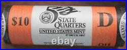 Complete 5 roll 2002 D State Quarters set LA IN OH TN MS UNCIRCULATED WithMINT BOX