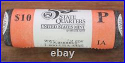 Complete 5 roll 2004 P State Quarters set MI, FL, TX, LA, WI UNCIRCULATED WithMINT BOX