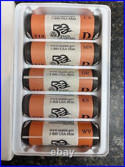 Complete 5 roll 2005 D State Quarters set CA KS MN OR WV, ORIGINAL BANK WRAPPED