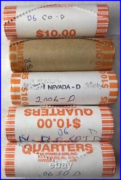 Complete 5 roll 2006 D State Quarters set CO NB NV ND SD, ORIGINAL BANK WRAPPED