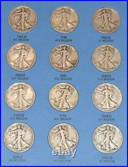 Complete 65 Coin Collection Set Walking Standing Liberty Half Dollars 1916-1947