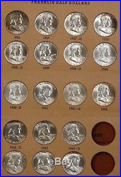 Complete BU Franklin Silver Half Dollar Set PLUS 3 Bonus Coins in Dansco Album