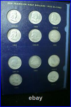 Complete Bu Set Of Franklin Half Dollars 1948-1963 Whitman Folder 35 Coins