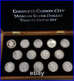 Complete Carson City Morgan Silver Dollar Tribute 14 Coin Proof Set with Wood Box