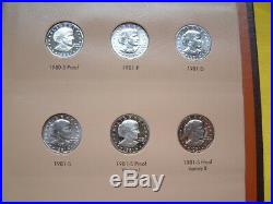 Complete Dansco 18 Coin Susan B. Anthony Sba Dollar Set- Bu/proof/varieties