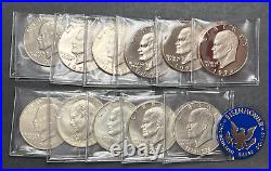 Complete Eisenhower Dollar PROOF SET 1971-1978 11 Coins FIVE are 40% SILVER