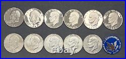 Complete Eisenhower Dollar PROOF SET 1971-1978 11 Coins FIVE are 40% SILVER