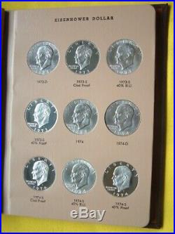 Complete Eisenhower Dollar Set Dansco 32 Coin Bu / Silver / Proof
