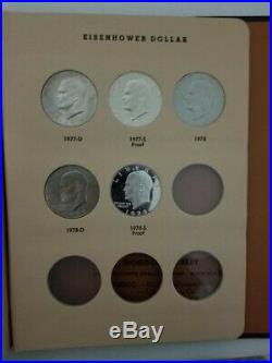 Complete Eisenhower Dollar Set With Proofs In Dansco Album 32 Coins With Silver