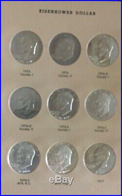 Complete Eisenhower Dollar set P D & Proof 1971-1978 32 coins Dansco with slip UNC