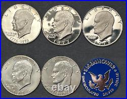 Complete Eisenhower IKE Dollar PROOF SET 1971-1978 11 Coins with FIVE 40% SILVER