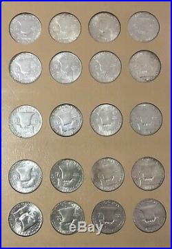 Complete Franklin Half Dollar Set. 1948-1963 35 Coins Toned BU in Dansco Album