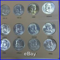 Complete Franklin Half Dollar Set. 1948 1963. 35 Coins Total AU-BU in Dansco