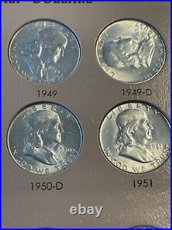 Complete Franklin Half Dollar Set 1948-1963 BU In Dansco Album