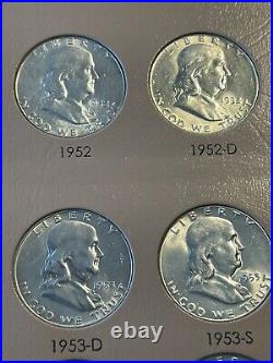 Complete Franklin Half Dollar Set 1948-1963 BU In Dansco Album