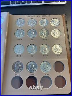 Complete Franklin Half Dollar Set 1948-1963 BU In Dansco Album