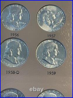 Complete Franklin Half Dollar Set 1948-1963 BU In Dansco Album