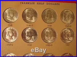 Complete Franklin Half Dollar Set 1948-1963 in Dansco Album Pages Choice BU