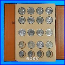 Complete Franklin Half Set Unc 35 Silver Coins In Dansco Album Free Shipping