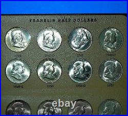 Complete Franklin Half Set Unc 35 Silver Coins In Dansco Album Free Shipping