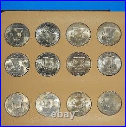 Complete Franklin Half Set Unc 35 Silver Coins In Dansco Album Free Shipping