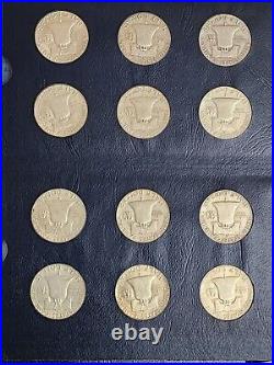 Complete Franklin Silver Half Dollar Set Avg Circ to UNC in Whitman Album