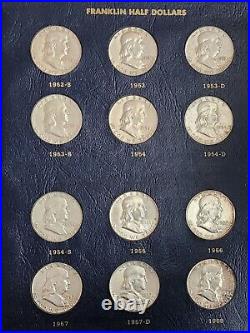 Complete Franklin Silver Half Dollar Set Avg Circ to UNC in Whitman Album