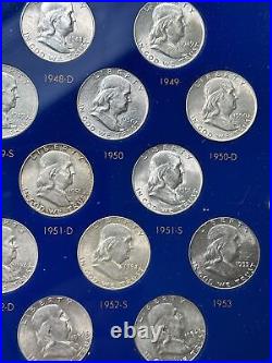 Complete Franklin Silver Half Dollar Set In Vintage Capital Holder