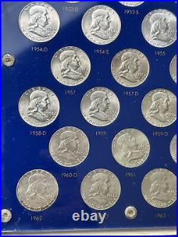 Complete Franklin Silver Half Dollar Set In Vintage Capital Holder
