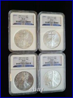 Complete Full 1986-2010 US American Silver Eagle Dollar Set NGC MS 69 25 Years